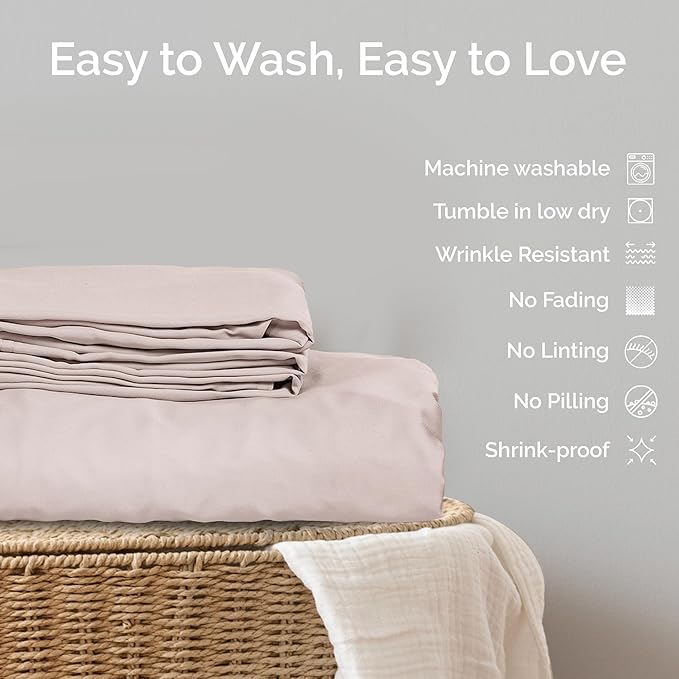 Duvet Cover Set - 100% Viscose Derived from Bamboo Duvet Cover King Size, 3 PC Luxury Cooling Duvet Cover for Hot Sleepers, Buttery Soft Comforter Cover & 2 PC King Pillowcases, Blush