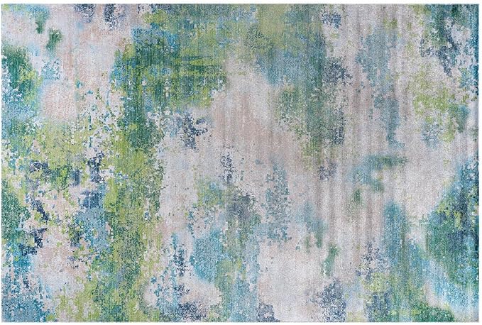 Non Slip Rugs 2x3 Modern Abstract Easy Silk Rubber Backing Soft Entryway Area Rug for Door Mat Easy to Clean Non Shedding Kitchen for Bedroom Indoor Carpet (Teal - Green, 2x3)