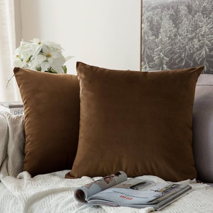 MIULEE Pack of 2, Polyester Soft Solid Decorative Square Throw Pillow Covers Set Cushion Case for Sofa Bedroom Car 18 x 18 Inch 45 x 45 Cm