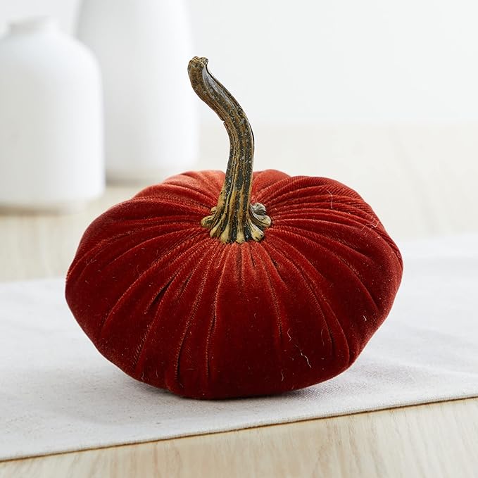 Set of 3 small Velvet Pumpkin, autumn decor, Halloween indoor decor, fall cozy vibe, gift set, bowl filler centerpiece, gift set for hostess, pumpkin spice (Sm Harvest Bronze Rust)