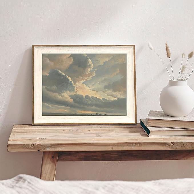 XOCUUI Unframed Canvas Wall Art Vintage Decor, Room Decor Classical Oil Painting Canvas Prints Study Of Clouds With A Sunset Near Rome Vintage Landscape Wall Art Home Decor, 8"X10"
