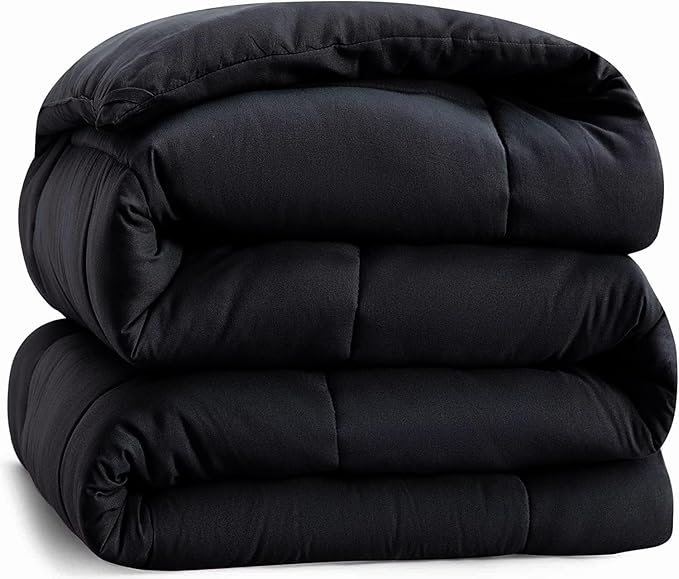 Cozynight Soft Twin Size Comforter Duvet Insert-Lightweight Down Alternative Comforter with Corer Tabs -Fluffy & Breathable & Machine Washable Diamond Stitching(Black,68"x86")
