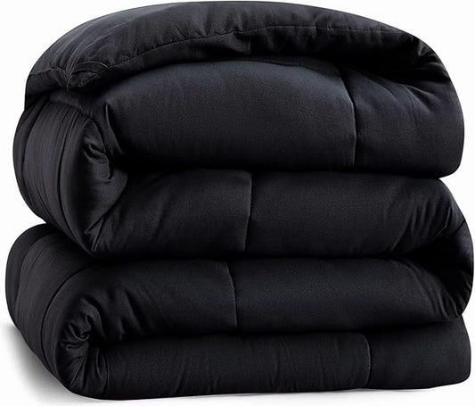 Cozynight Soft Comforter Queen Size Duvet Insert-Lightweight Down Alternative Comforter with Corner Tabs-Fluffy & Breathable & Machine Washable Diamond Stitching (Black,88"X92")