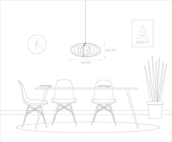 DEZAART Wooden Pendant Light – Handmade Mid-Century Style Fixture / 1m Cord / E27 / Warm Lighting for Earthy Bedrooms, Modern Dining, or Cozy Home Interiors