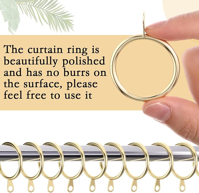Shappy 40 Pack Metal Drapery Curtain Rod Rings with Eyelets Internal Diameter 1.18in Fits up to 0.79in Rod Hanging Drape Sliding Eyelet Gold Rings for Window Door Shower Bathroom