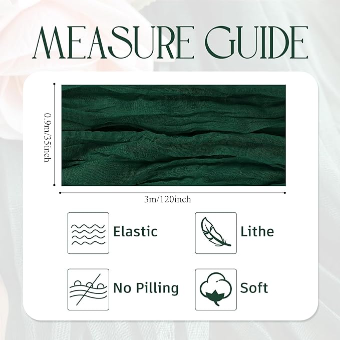 Wokceer Cheesecloth Table Runner Christmas 12Pack 10FT Emerald Green Boho Gauze Cheese Cloth Table Runner for Party Rustic Sheer Table Runners for Baby Bridal Shower Wedding Easter Table Decor