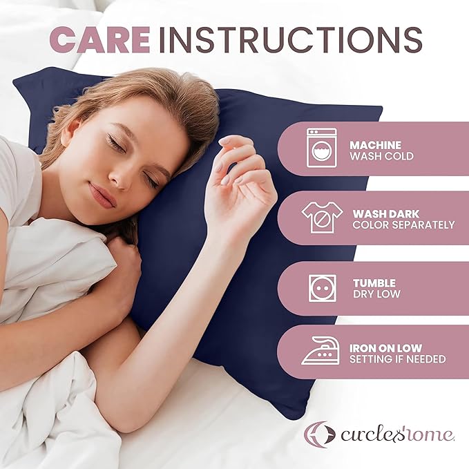 CirclesHome Pillow Protectors 2 Pack Standard Zippered - 100% Cotton Breathable Pillowcases - Protects Pillows from Dirt, Dust and Debris (Standard - Set of 2 - 20x26)