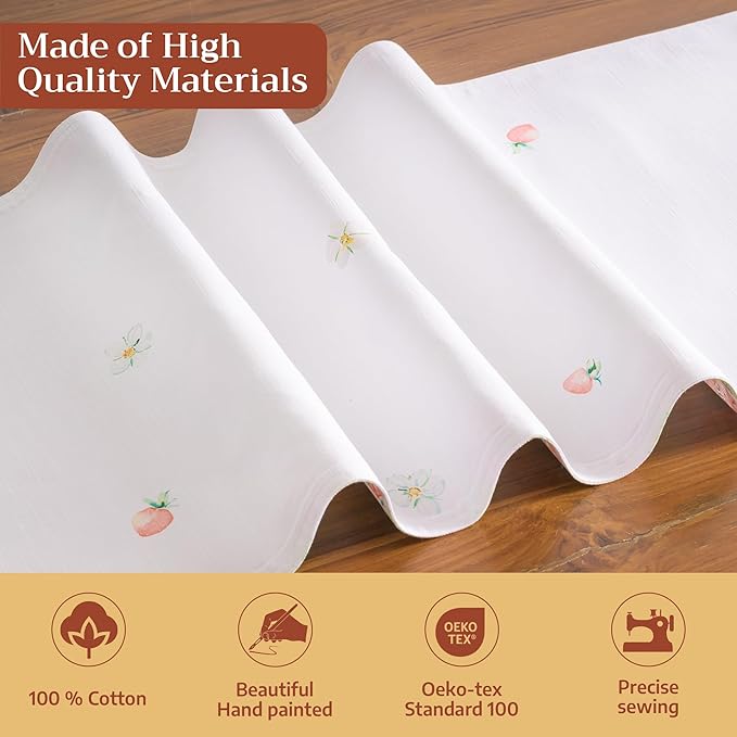 Maison d'Hermine Table runner 100% Cotton Double Layer Table Runners 72 inches long Decorative for Home Kitchen Dining Party Baby Shower Wedding Bridal Shower Spring Summer (Bunny Party, 14.50" x 72")