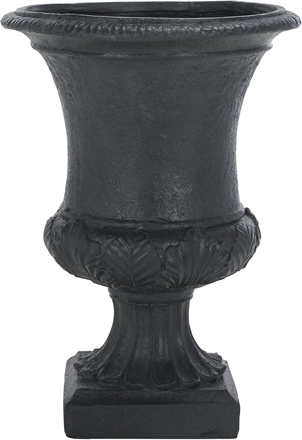 SAFAVIEH Outdoor Collection Paven Black Resin Traditional Antique Style Urn Planter Pot