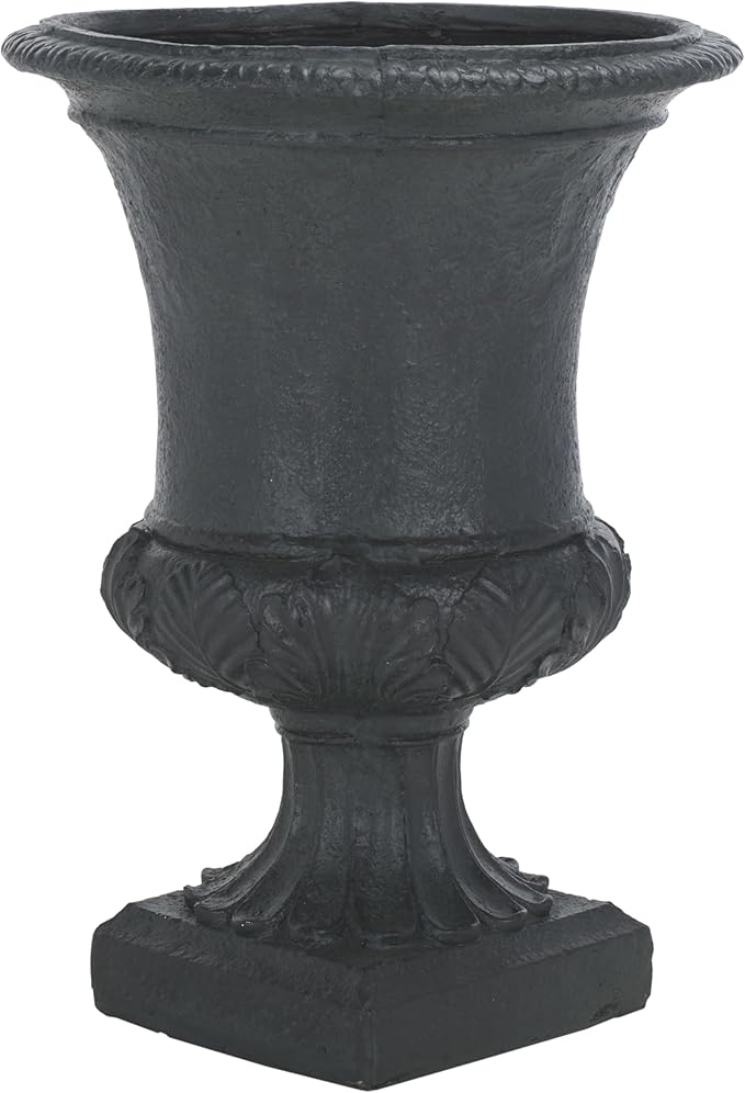 SAFAVIEH Outdoor Collection Paven Black Resin Traditional Antique Style Urn Planter Pot