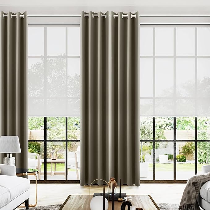 KOUFALL Taupe 52x96 Inches Long Blackout Curtains for Living Room