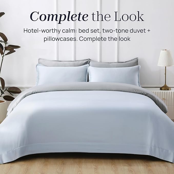 Queen Size 90" x 90" Duvet Cover – Reversible Luxury Bedding DeepSleep Tech 100% Tencel Lyocell – Proven Softness Gentle Than Silk Duvet Cover – Daydream