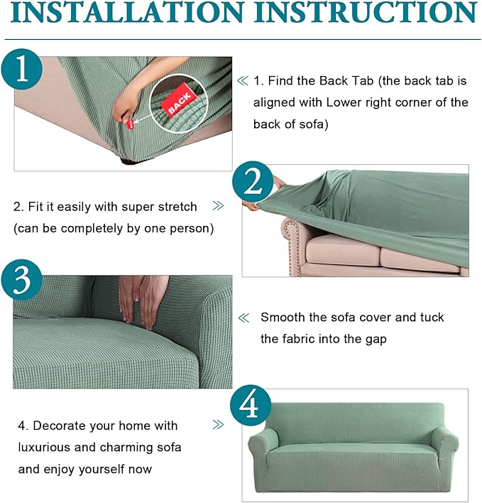 Flamingo P 1 Piece Skid Resistance Sofa Cover Jacquard Spandex Furniture Protector Couch Covers, Fitted Sofa Protector Stretch Knitted Jacquard Sofa Slipcovers, Dark Cyan, Chair