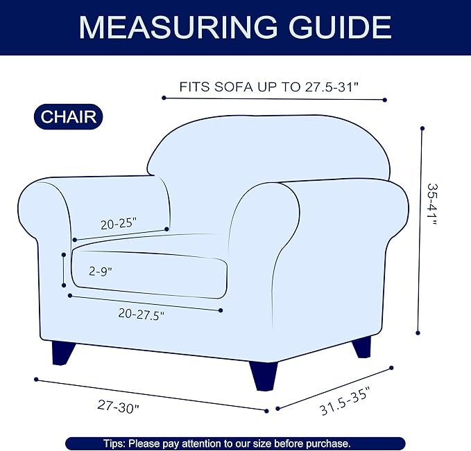 SUBRTEX Stretch Chair Covers 2 Piece 1 Seater Armchair Couch Sofa Cover Washable Furniture Protector with Elastic Bottom for Kids, Pets(Teal,Armchair)