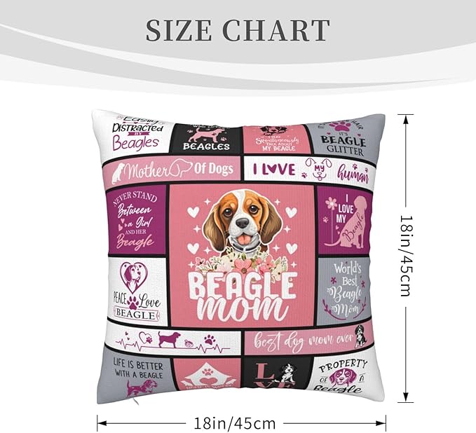Christmas Beagle Gifts for Women, Funny Beagle Themed Gifts for Beagles Lovers, Best Beagles Mom Gift for Christmas, Xmas, Dog Mom Gift for Beagle's Owner Throw Pillow Cover 18x18 Inches