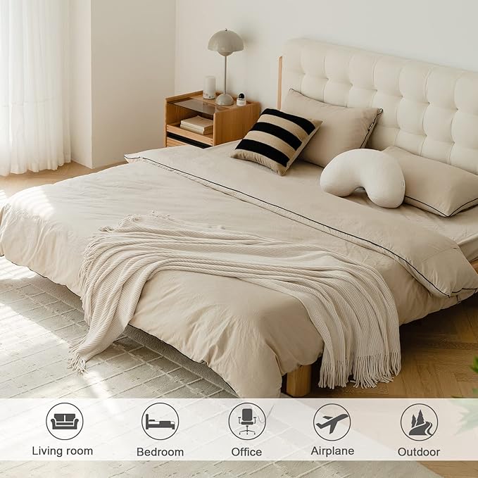 lifein Throw Blanket for Couch, Soft Boho Decor Bed Throw,Cozy White Chenille Knitted Small Farmhouse Lightweight Throw(White/Cream,50 * 60")