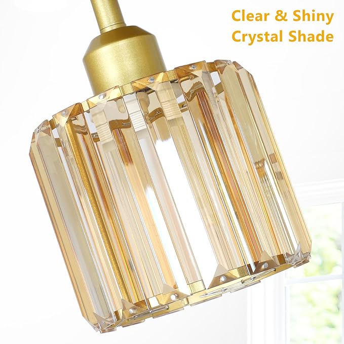 Semi Flush Mount Ceiling Light,3-Light Crystal Close to Ceiling Light Fixtures,Kitchen Light Fixture with Amber Crystal Shades,Hallway Light Fixtures for Kitchen Entryway Bedroom Bathroom