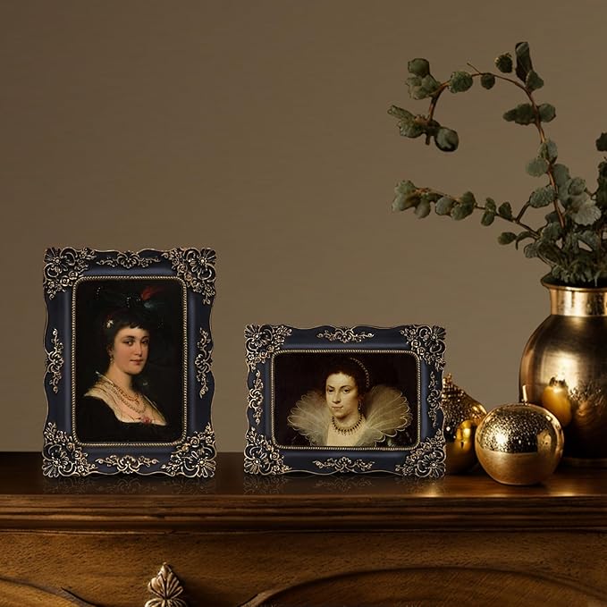 4x6 Vintage Picture Frame Black Baroque Gothic Picture Frames Antique Ornate Victorian for Tabletop or Wall Display Gallery Wall Art