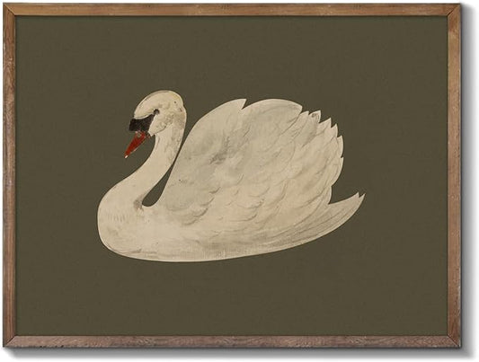 Vintage Swan Canvas Wall Art - Vintage Swan Canvas Oil Painting for Bathroom Wall Decor, Classical Animal Framed Art For Vintage Home Decor Aesthetic - 11" X 14" - Unframed