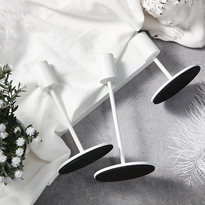 Sieral Candle Holders Bulk Taper Candlesticks Holders Set Modern Decorative Metal Candelabras for Wedding Anniversary Home Dinning Table Centerpiece Xmas Party Decor(Matte White,24 Pcs)