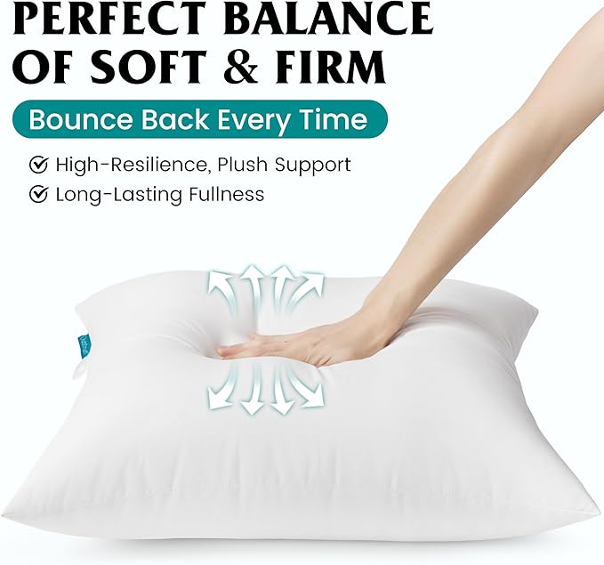 Oubonun 26x26 Waterproof Outdoor Pillow Inserts – Set of 2 Soft & Fluffy, Water Resistant Throw Pillows for Patio, Garden, Porch, or Indoor Decorative