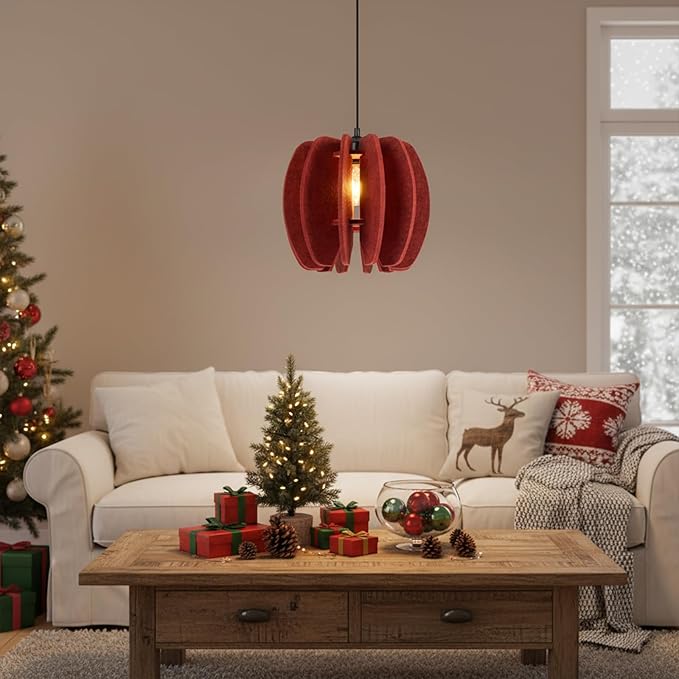 Pendant Light with Felt Lampshade, Modern Hanging Lamp Fixture, DIY Acoustic Pendant Light Chandeliers for Kitchen Island, Living Room, Dining Room, Bedroom, Office (D11.8"x10.2")