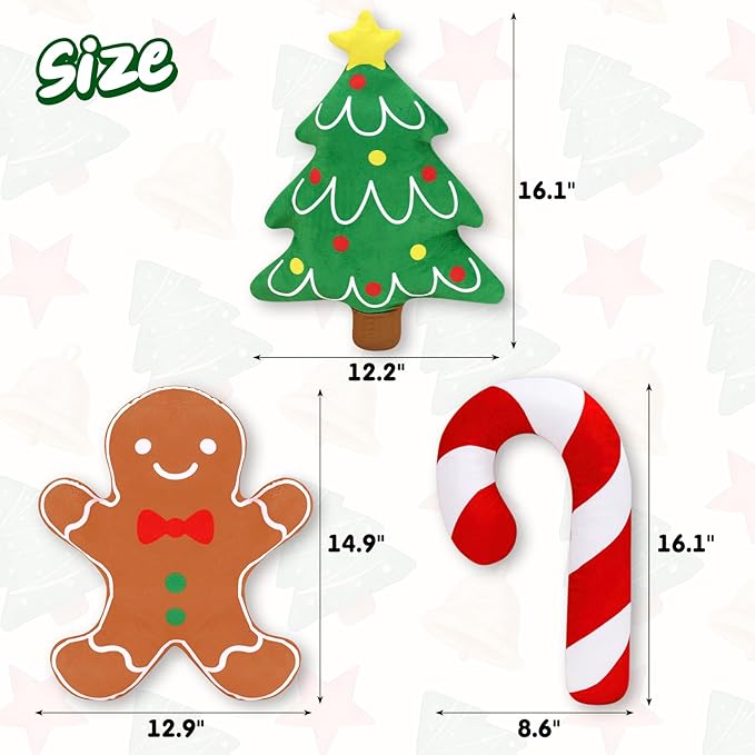 Percozzi Christmas Throw Pillow, Xmas Tree Decorative Throw Pillow, Cane Gingerbread Pillow, Throw Pillow for Sofa Bedroom Living Home Decor