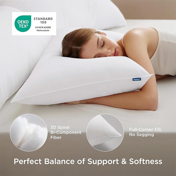 Bedsure Medium Firm Pillows Queen Size, Set of 4, Firm Queen Bed Pillows 4 Pack Hotel Quality Premium Down Alternative for Medium Supportive Filling for Side, Back Sleepers