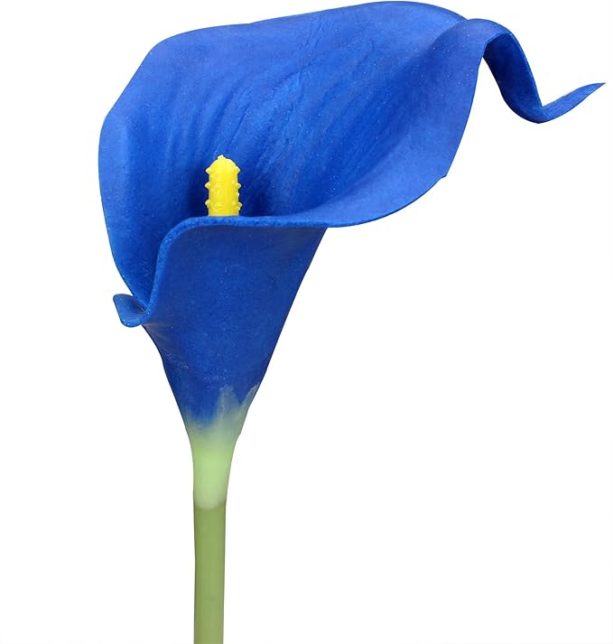 Duovlo 20pcs Calla Lily Bridal Wedding Bouquet Lataex Real Touch Artificial Flower Home Party Decor (Navy Blue)