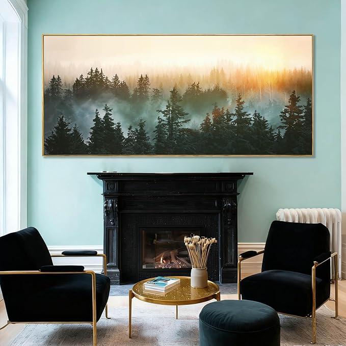 YJYart Nature Wall Art Tree Wood Wall Decor Forest Canvas Pictures 32"x70" Bedroom Artwork Over Bed Poster for Dining Room Office