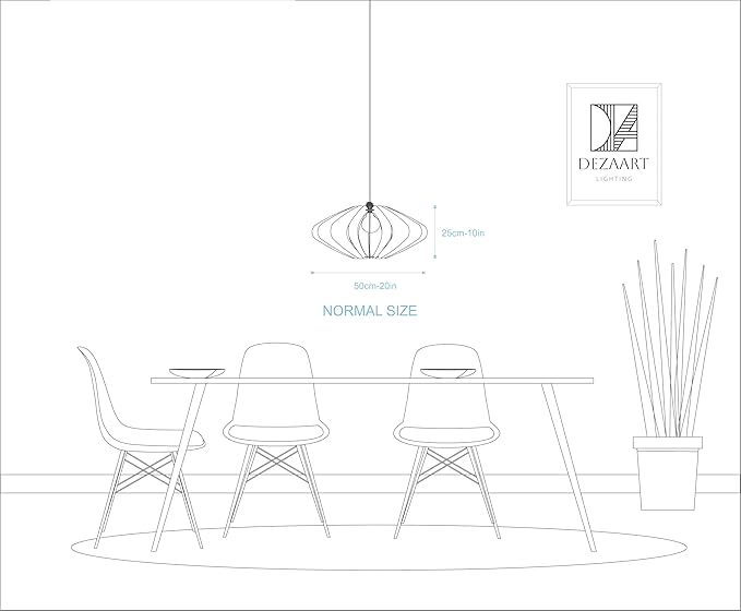 DEZAART ELEIPSE Wood Pendant Light | Mid Century Modern Chandelier | Hanging Lamp | Wood Chandelier Lighting | Modern Light Fixture | Modern Pendant Light