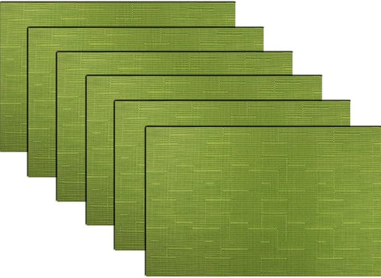 PIGCHCY Placemats,Washable Durable Vinyl Woven Table Mats,Elegant Heat Resistant Placemats for Dining Table Set of 6 (18 x 12 inches,Sage Green)