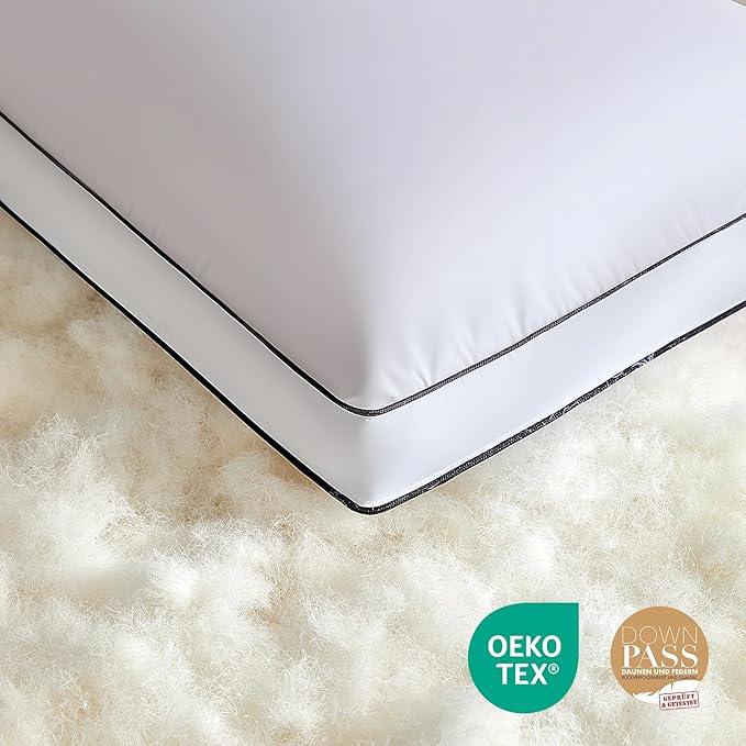 Feather Down Pillows King Size Set of 2 Pack,Luxury Hotel Collection Bed Pillows for Sleeping, Fluffy Soft Medium Firm Down Surround Gusseted Pillows for Side Back Stomach Sleepers 20 x 36 in