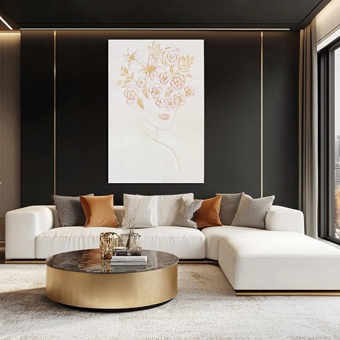 ZENPEE Pink Abstract Wall Art, Flower Wall Decor, Cuadros para Sala Elegantes y Modernos, Minimalist Wall Art for Bedroom or Office, 32" x 48"