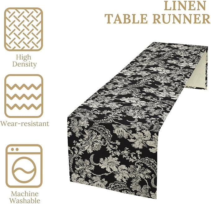Victorian Farmhouse Table Runner Floral Patterned Vintage Country Table Runner for Kitchen Dining Party Decor 13x120in