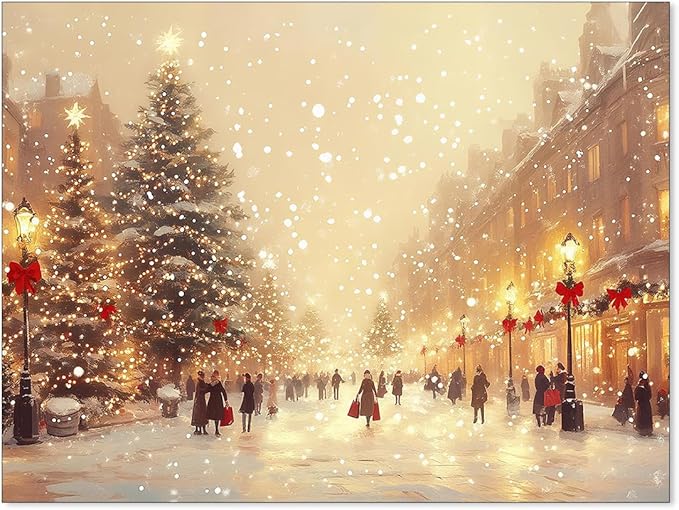Winter Christmas Landscape Wall Art Fashion Snowscape Poster Vintage Cozy Scenic Canvas Prints for Living Room Office Wall Decor 08x10 inch Unframed
