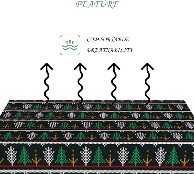 60x120 Inch Xmas Rectangle Tablecloth Pixel Style Christmas Tree Winter Retro Table Cloth Washable Durable Table Cover for Kitchen Dining Banquet Ugly Christmas Sweater Party Decor