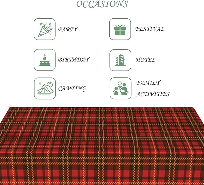 70x140 Inch Christmas Theme Rectangle Tablecloth Red Plaid Winter Folklore Table Cloth Washable Durable Table Cover for Kitchen Dining Banquet Ugly Christmas Sweater Party Decor