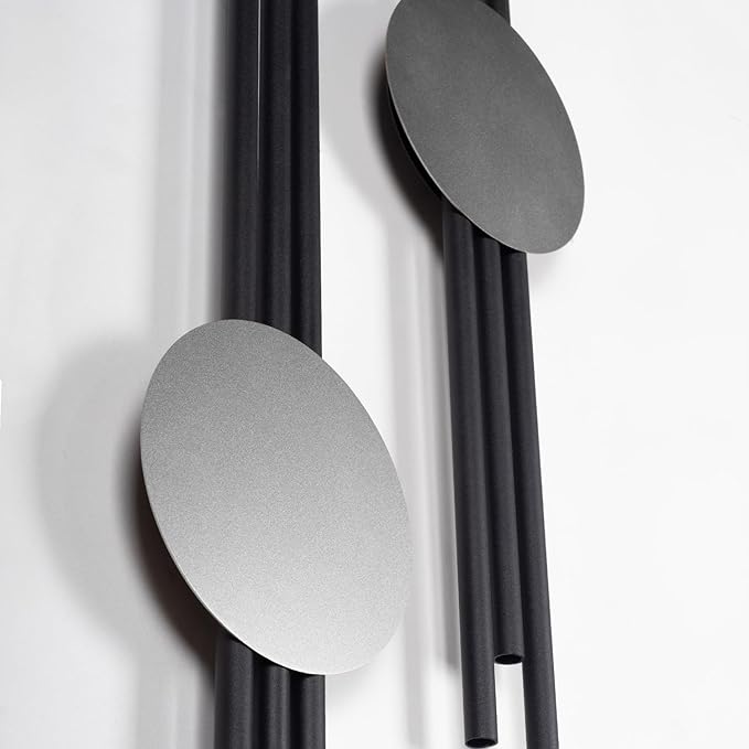 ARTEPERA Antique Lines Metal Wall Art Set of 2 - Modern & Unique Wall Decor, Metal Wall Sculpture for Living Room, Bedroom, Office - Vertical Geometric Wall Decor (Black - Silver, 33" x 9.4")