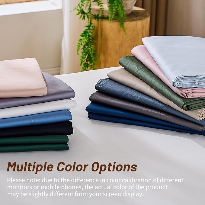 MEISHANG 1000 Thread Count Cotton Sheets King Size - 100% Egyptian Cotton, Sateen Weave, Soft & Breathable, Oeko-Tex Certified, 16" Deep Pockets - 4 Piece (King, Black)