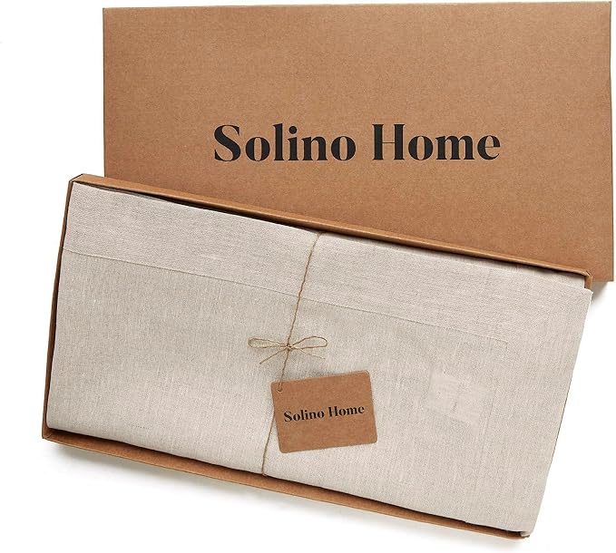 Solino Home Linen Tablecloth 60 x 120 Inch - 100% Pure Linen Light Natural Table Cloth for Rectangle Tables - Athena, Machine Washable Tablecloth for Fall, Autumn, Thanksgiving, Christmas, Holiday