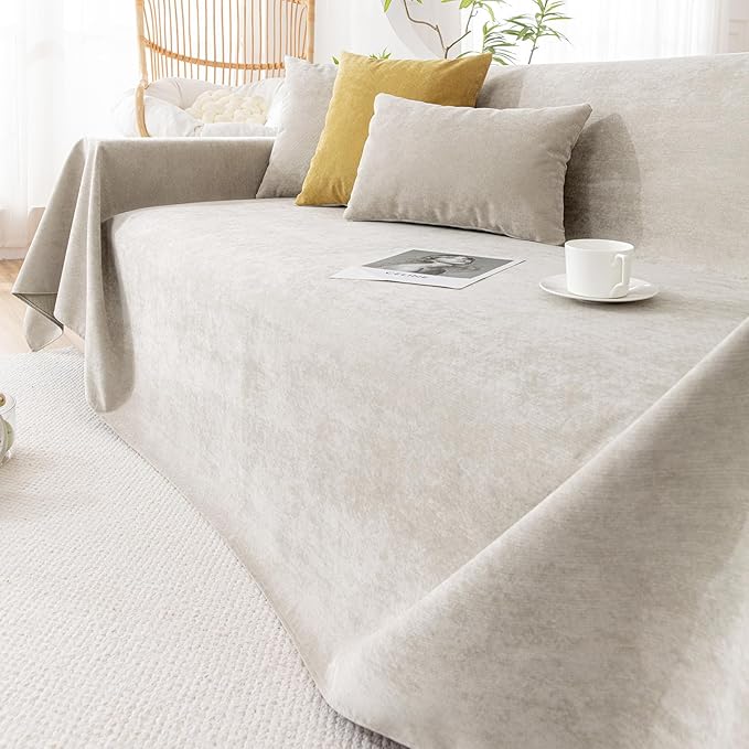 VClife Anti Cat Scratch Sofa Cover, 100% Waterproof Couch Cover for Pets Khaki Sofa Cover for Sectional Sofa, Anti Slip Couch Protector Washable Throw Couch Cover for 2 Cushion Couch Sofa, 71"X118"