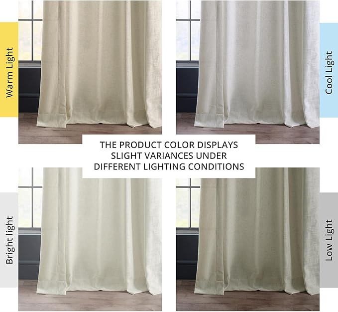 HPD Half Price Drapes Heavy Faux Linen Light Filtering Curtains for Bedroom 84 Inches Long (1 Panel) - Rod Pocket Curtains for Living Room - Window Curtains Home Decor - 50 X 84, Barley