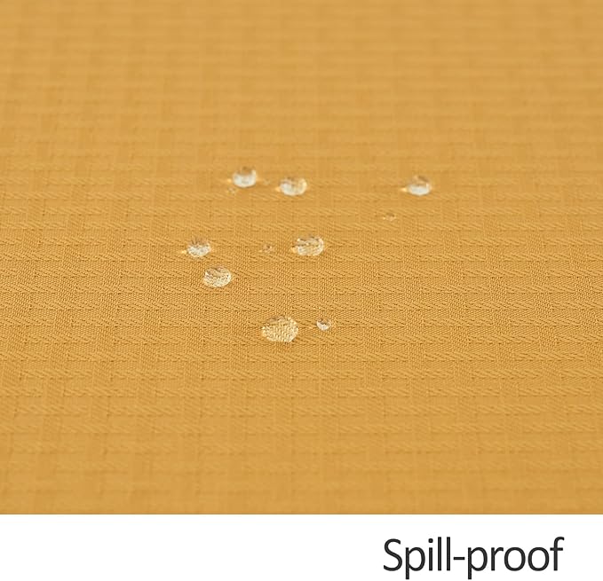 maxmill Tablecloth Weaved Texture Stain Resistant Waterproof, Wrinkle Resistant Washable Table Cloth, Fabric Table Cover for Dining Room, Indoor Outdoor Use, Rectangle 70 x 120 Inch, Ochre Yellow
