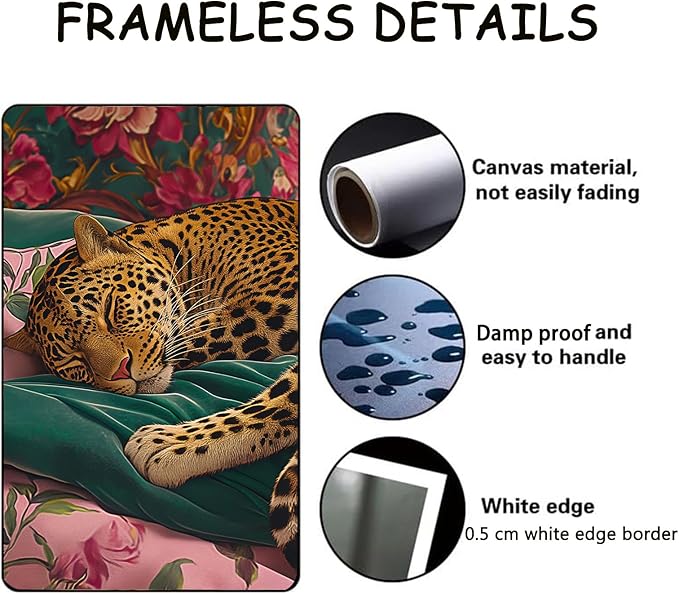 Eeuqiauot Abstract Leopard Canvas Wall Art Aesthetic Vintage Poster Trendy Leopard Poster Animal Portrait Painting Sleep Animal Wall Art Funny Cheetah Canvas Prints 16x24inch Unframed
