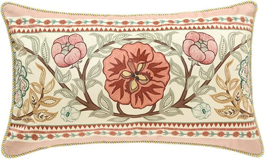 patdrea Designer Outdoor Pillows Covers Decorative Rectangle Throw Pillow Covers, Velvet Farmhouse Throw Covers 12"x 20",Vintage Floral Throw Pillow Case for Couch Sofa Bed Living Room