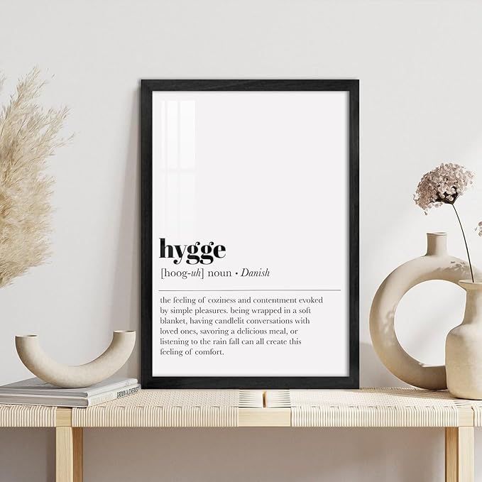 RFDER Hygge Definition Print Living Room Decor Zen Wall Art Print Minimalist Poster Home Decor Wall Art Poster Wall Art Bedroom Decor Office Room Kitchen Decor Wood Black-style 16x24inch(40x60cm)