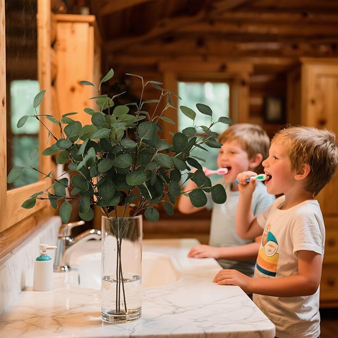 4pcs 24" Realistic Fake Eucalyptus Greenery Stems – Artificial Eucalyptus Leaves, Christmas & Rustic Farmhouse Greenery for Vase Decoration & Home Table Centerpiece