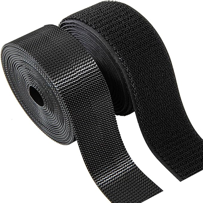 Sew on Hook and Loop Strips 2in x 3yd | Easy to Sew | Excellent Grip | Non-Adhesive Back Nylon Strips Fabric Fastener Non-Adhesive Interlocking Tape for Clothing Sewing Crafts and DIY Projects, Black