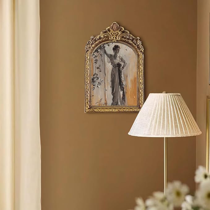 FOLKOR Vintage Wall Art Living Room Decor, Graceful Women Portrait Canvas Prints with 5x7 Reusable Picture Frame, Aesthetic Poster Oil Paintings Artwork for Hallway Entryway Gallery Wall Decoration